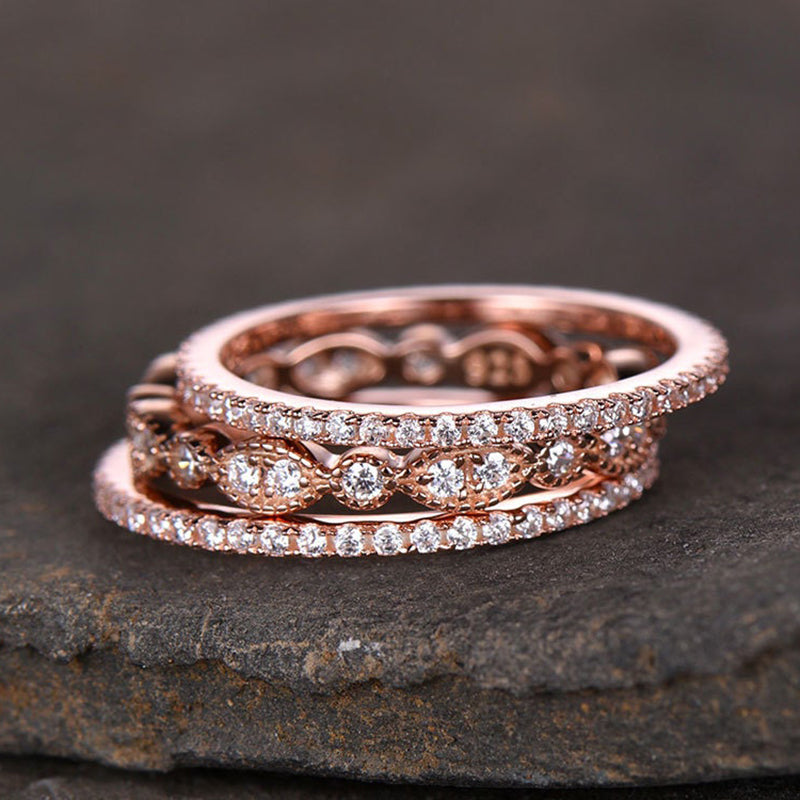 1.5ct Diamond Wedding Band - Rose Gold Plated Sterling Silver Ring