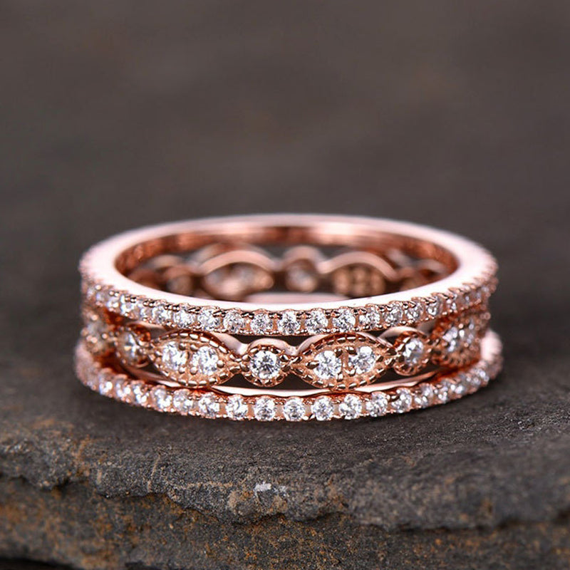 1.5ct Diamond Wedding Band - Rose Gold Plated Sterling Silver Ring