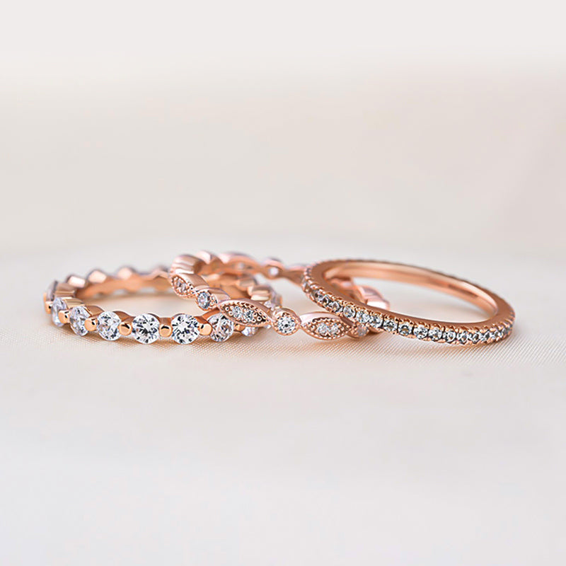 Timeless Wedding Band Set - 925 Silver, 2.0ct Sona Simulated Diamonds