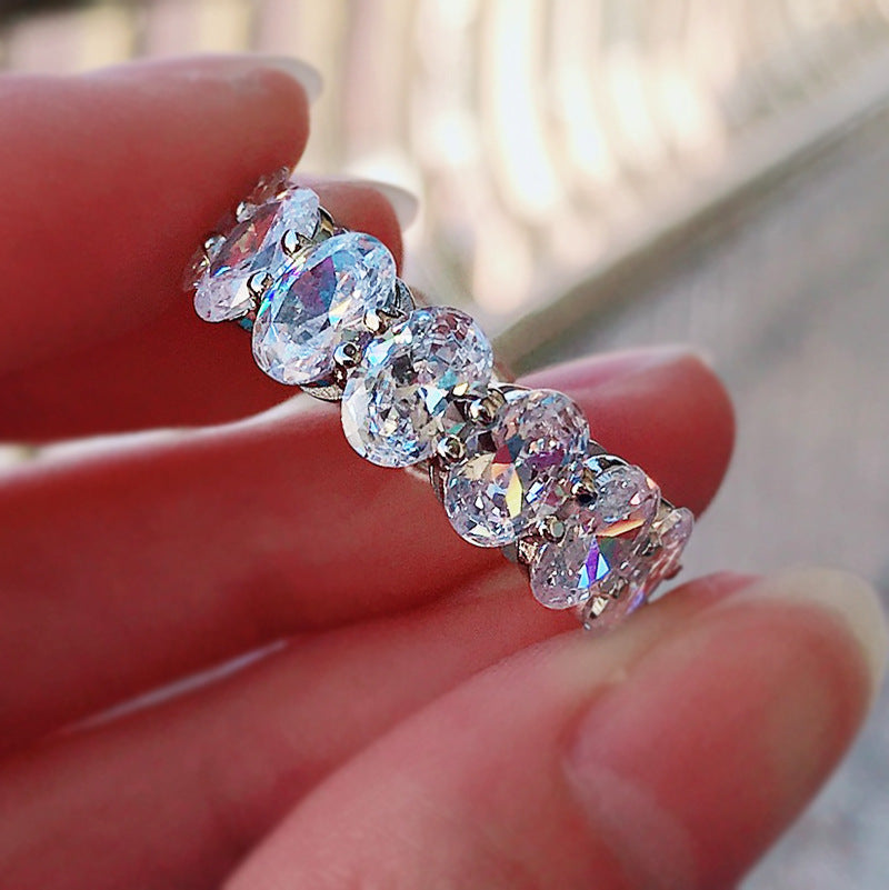 10.0 & 5.0 Carat Simulated Diamond Wedding Band Set in White Gold Plated Silver