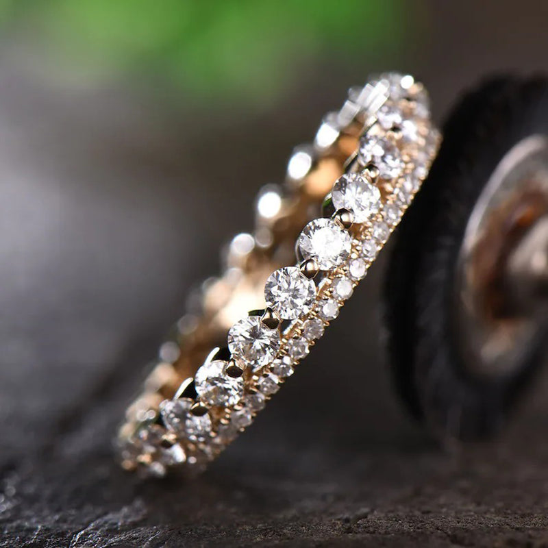 Elegant Gold Plated Sterling Silver Wedding Band Set with 2.3 Carat Simulated Diamonds