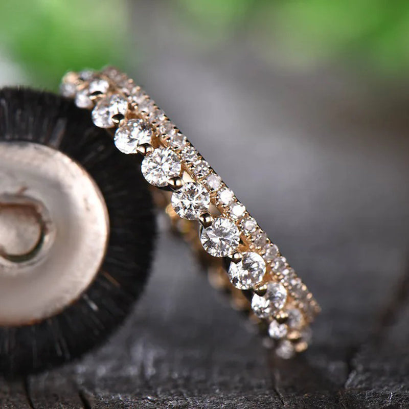 Elegant Gold Plated Sterling Silver Wedding Band Set with 2.3 Carat Simulated Diamonds