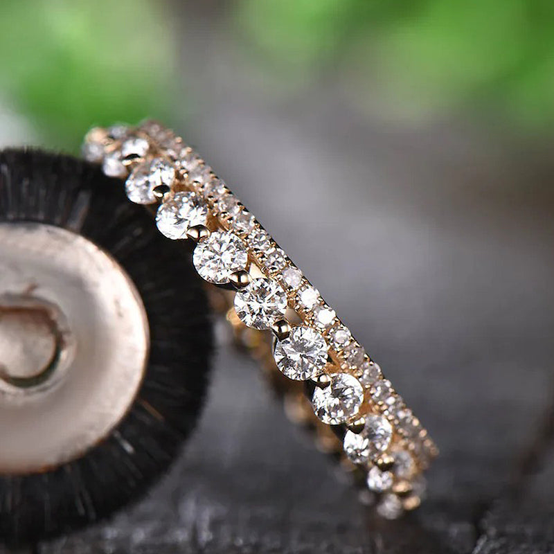 Elegant Gold Plated Sterling Silver Wedding Band Set with 2.3 Carat Simulated Diamonds