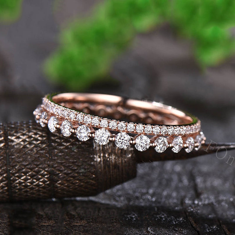 Elegant Gold Plated Sterling Silver Wedding Band Set with 2.3 Carat Simulated Diamonds