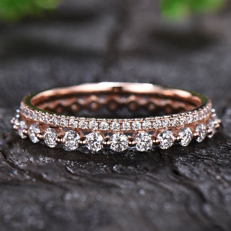 Elegant Gold Plated Sterling Silver Wedding Band Set with 2.3 Carat Simulated Diamonds