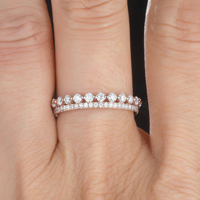 Elegant Gold Plated Sterling Silver Wedding Band Set with 2.3 Carat Simulated Diamonds