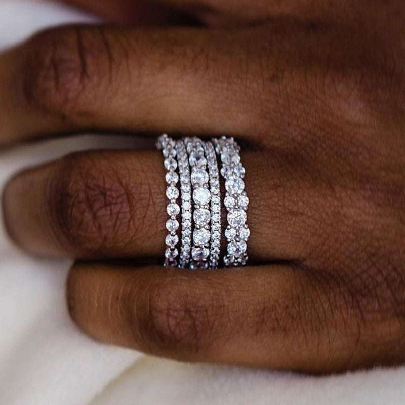 5.8 Carat Round Cut Diamond Wedding Band - Sterling Silver