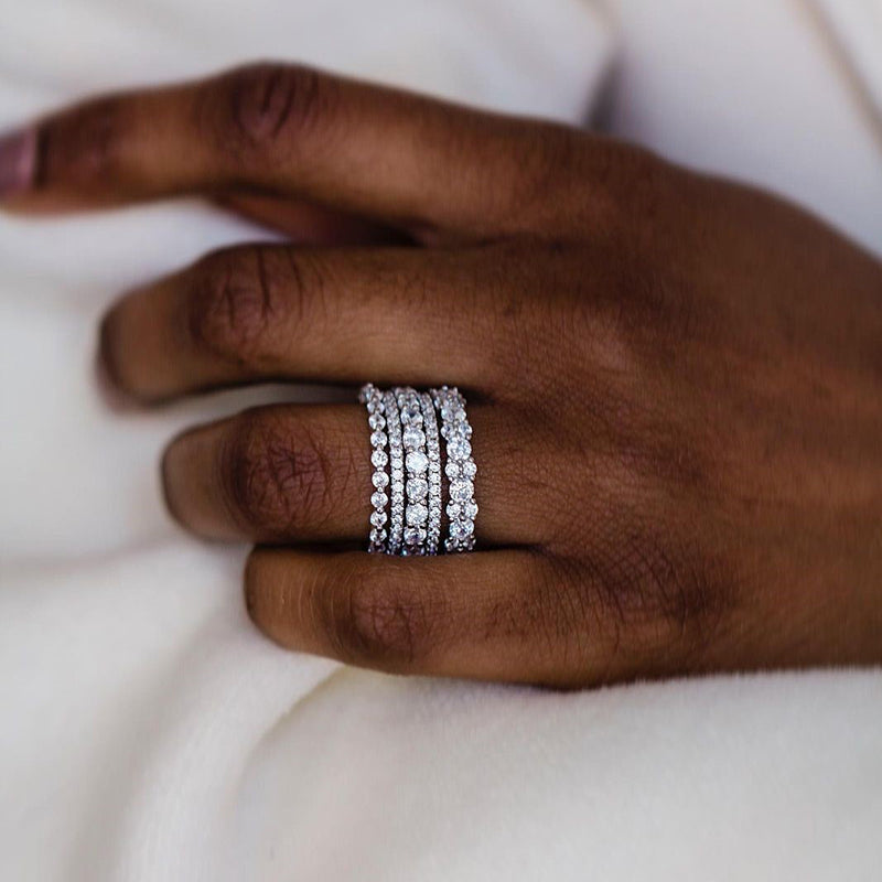 5.8 Carat Round Cut Diamond Wedding Band - Sterling Silver