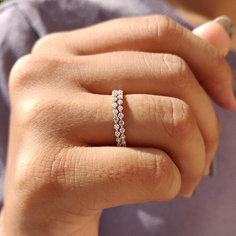 Timeless Yellow Gold Plated Sterling Silver Wedding Band Set with 2.0 Carat Simulated Diamonds