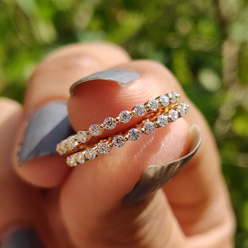 Timeless Yellow Gold Plated Sterling Silver Wedding Band Set with 2.0 Carat Simulated Diamonds