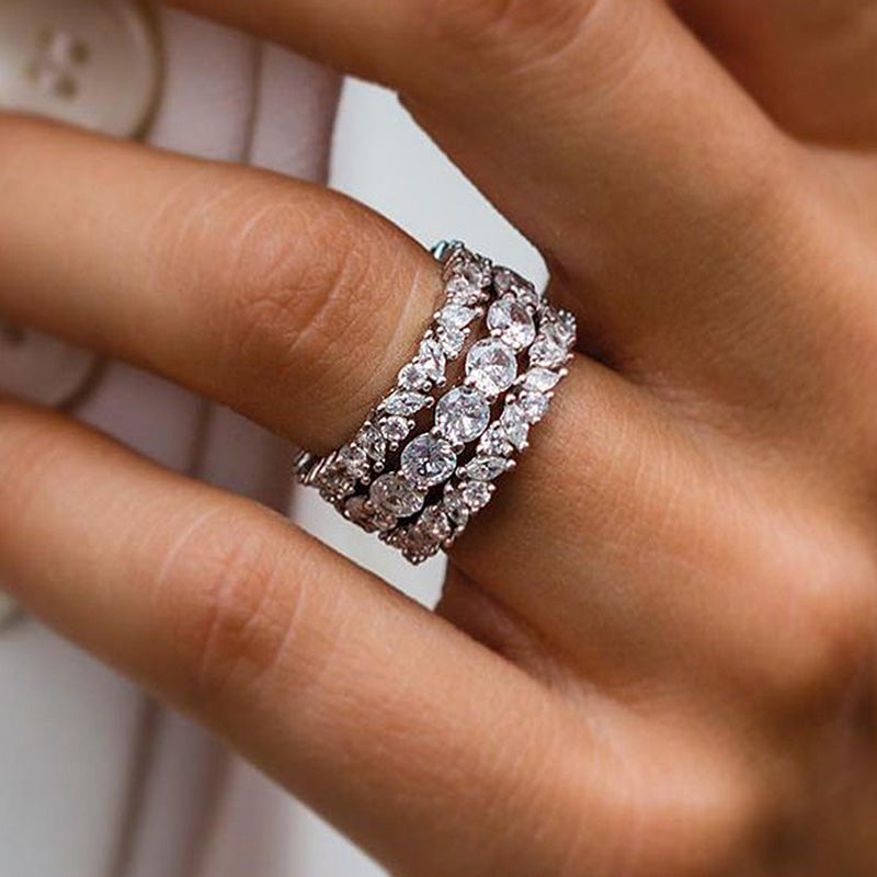 Eternal Love Wedding Band - 925 Silver, Gold Plated, Simulated Diamonds