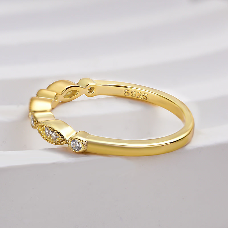 Anillo de diamantes Sona de media eternidad de 0,3 ct, plata de ley con triple baño de oro