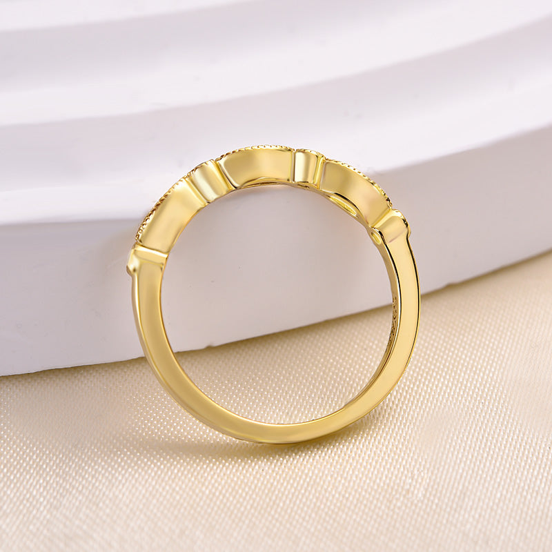 Anillo de diamantes Sona de media eternidad de 0,3 ct, plata de ley con triple baño de oro