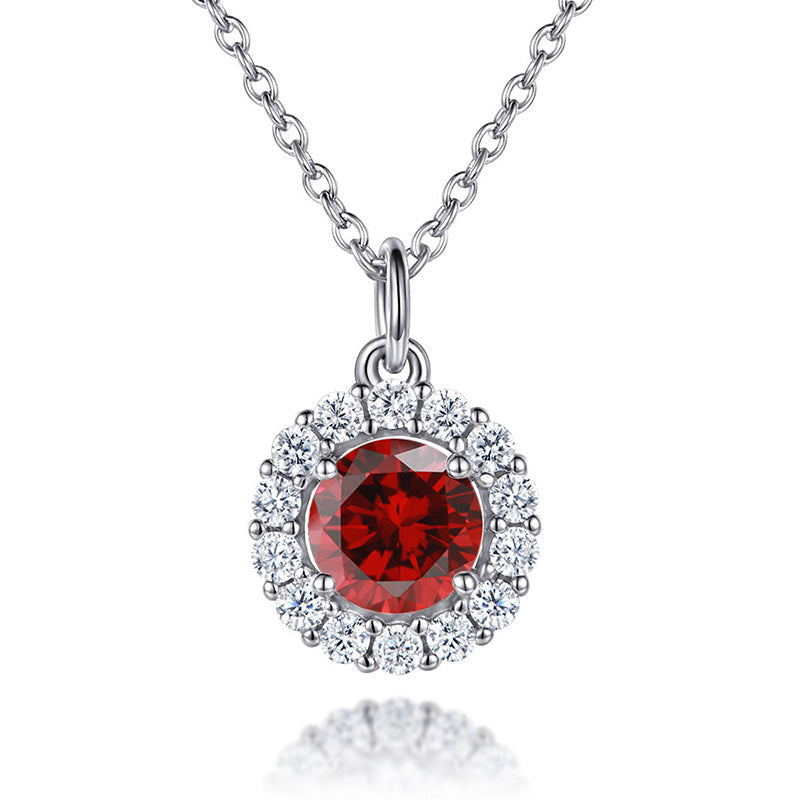 Eternal Love Round Cut Simulated Diamond Necklace in White Gold