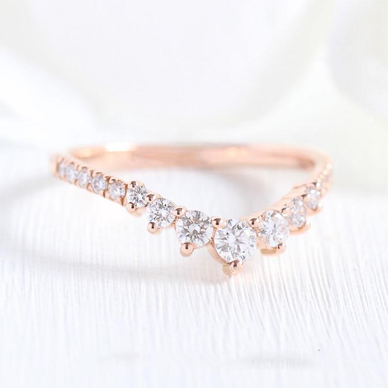0.5Ct Dove-Inspired Sona Diamond V-Band, Rose/Yellow/White Gold Plated