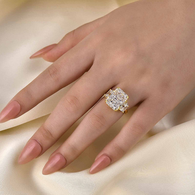 8.0Ct Radiant Cut Three-Stone Diamond Ring