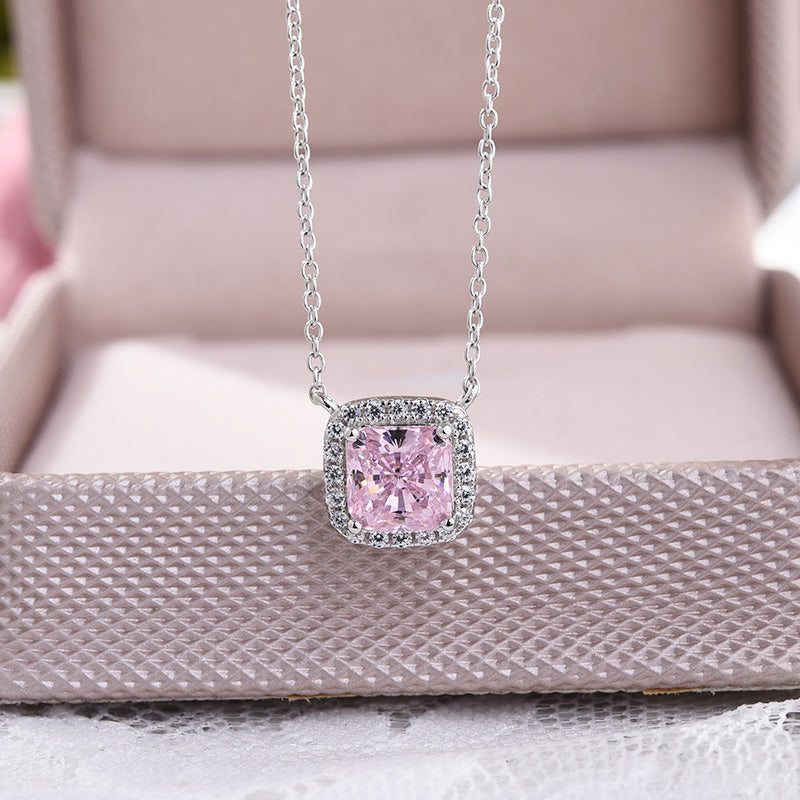 Romantic 925 Sterling Silver Jewelry Set with Pink Sapphire & Simulated Diamonds