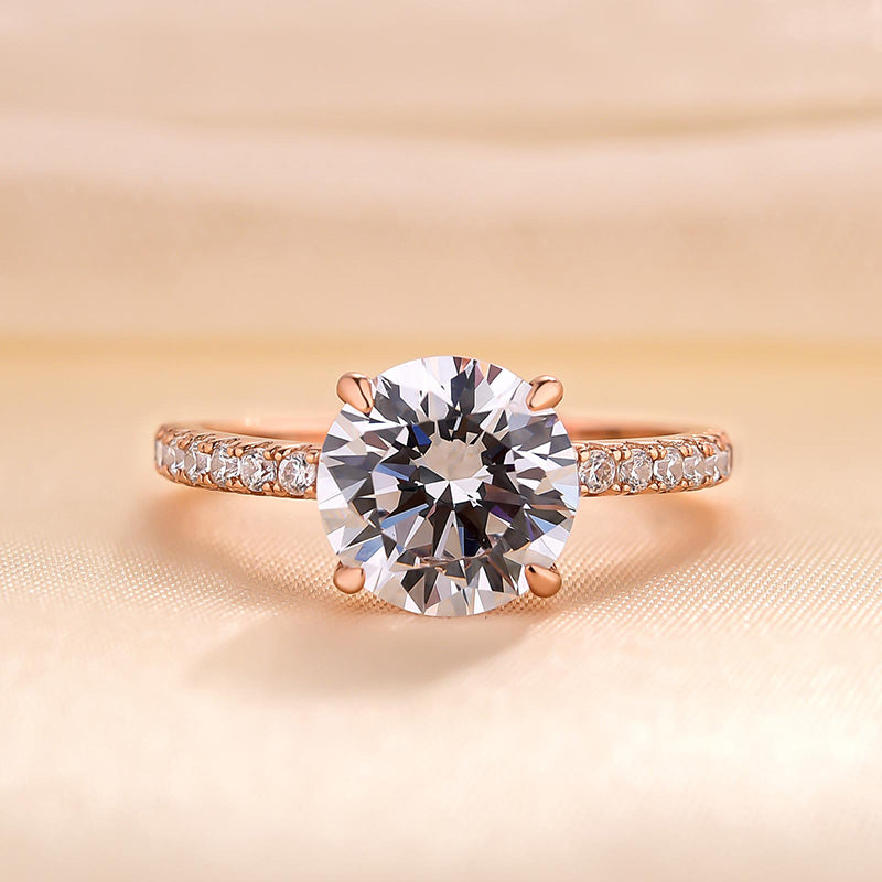 Classic Round Cut Solitaire Engagement Ring Sterling Silver