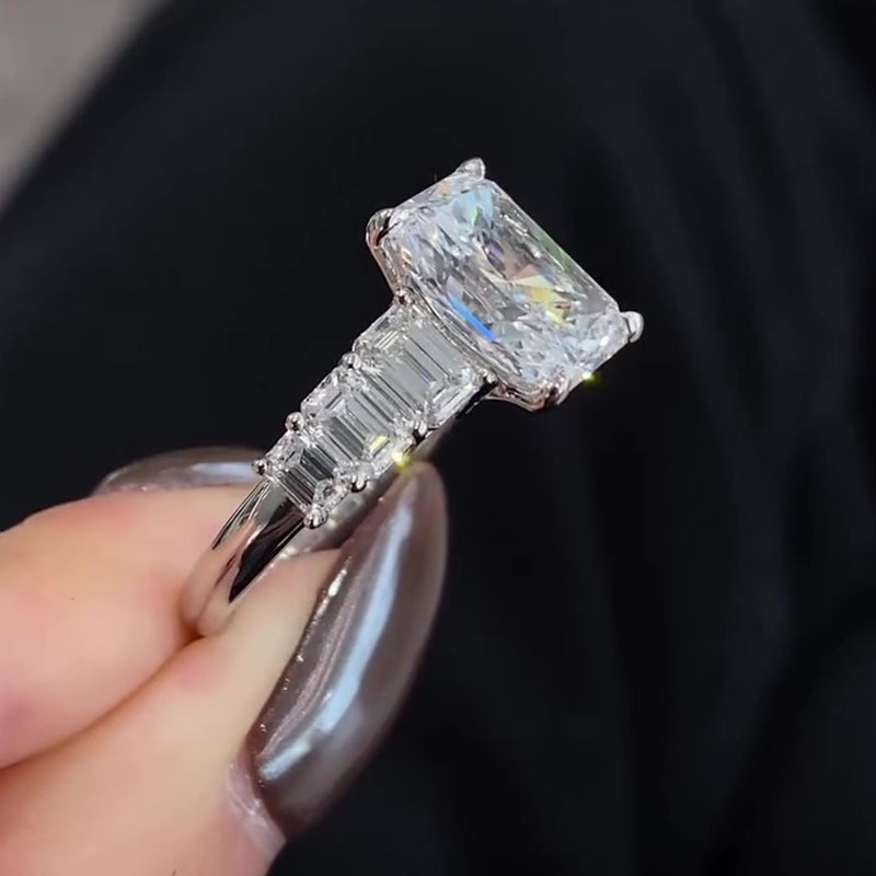 Luxury 7 Carat Radiant Cut Engagement Ring Sterling Silver