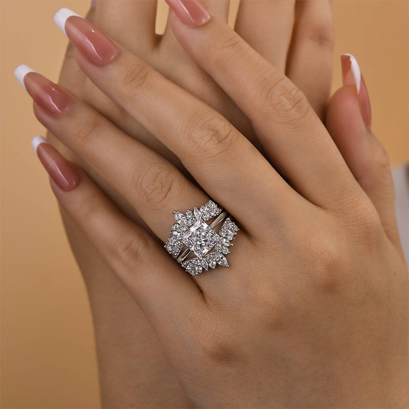 Vintage Princess Cut Ring Set for Women