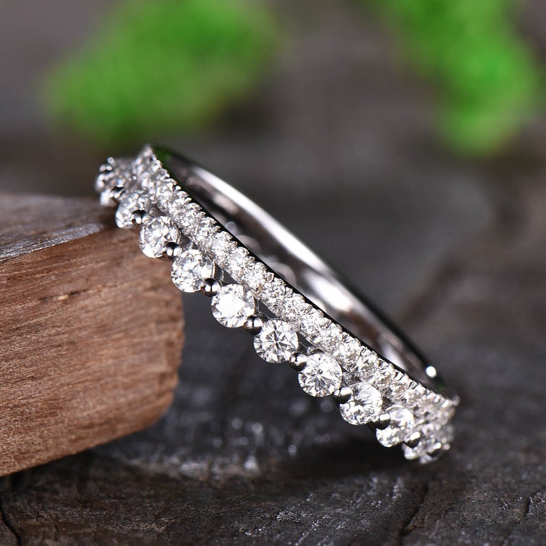 Elegant Gold Plated Sterling Silver Wedding Band Set with 2.3 Carat Simulated Diamonds