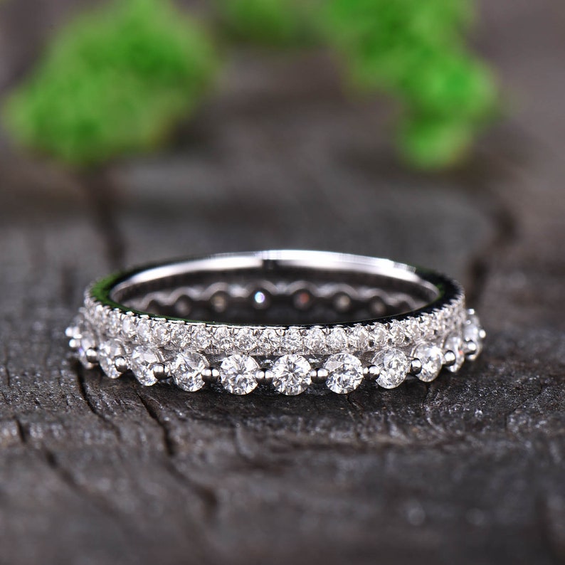 Elegant Gold Plated Sterling Silver Wedding Band Set with 2.3 Carat Simulated Diamonds