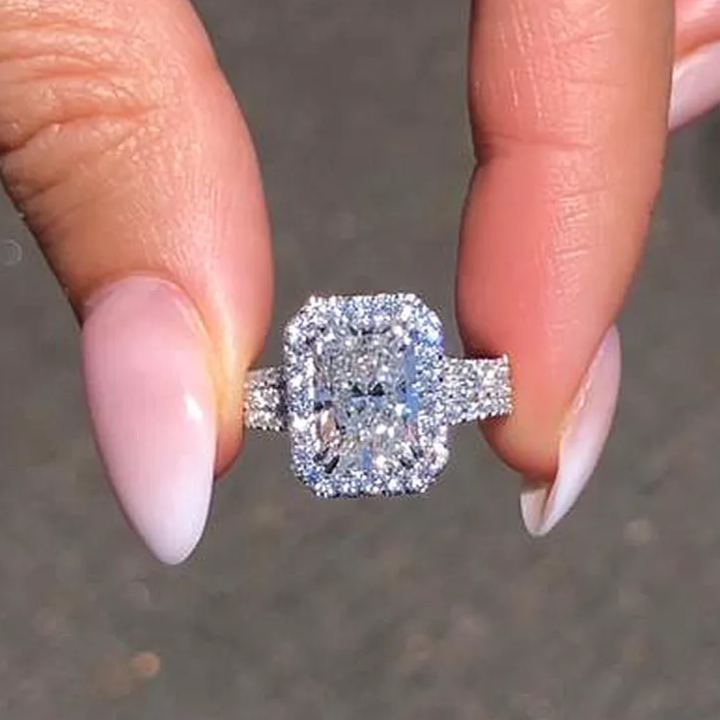 3.5ct Radiant Cut Diamond Split Shank Ring