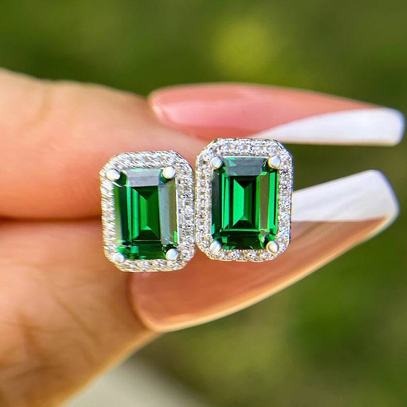 Emerald Green Simulated Diamond Jewelry Set in 925 Sterling Silver