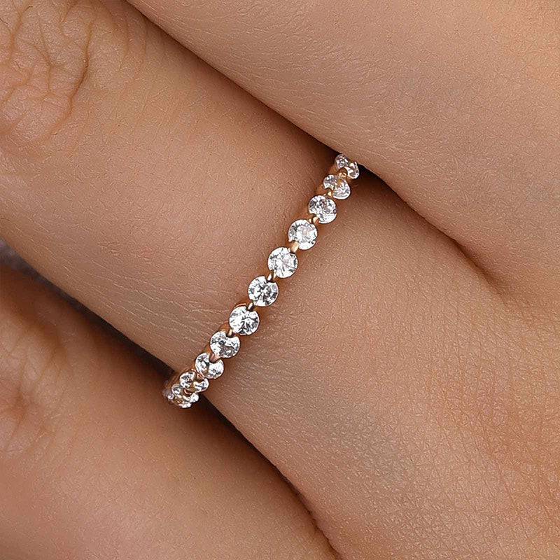 925 Silver Tri-Gold Plated Eternity Band with 1.0ct Simulated Diamonds
