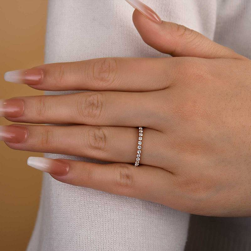 925 Silver Tri-Gold Plated Eternity Band with 1.0ct Simulated Diamonds