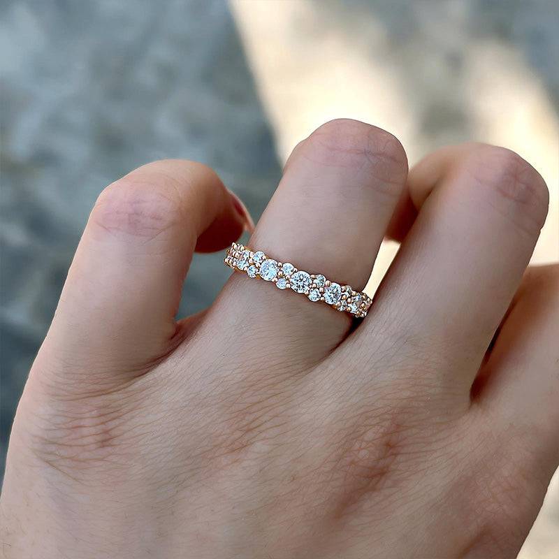 925 Sterling Silver Wedding Band with 2.0 Carat Simulated Diamonds