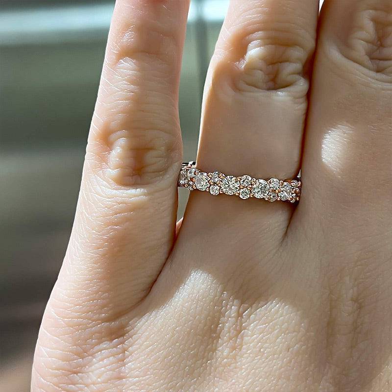 925 Sterling Silver Wedding Band with 2.0 Carat Simulated Diamonds