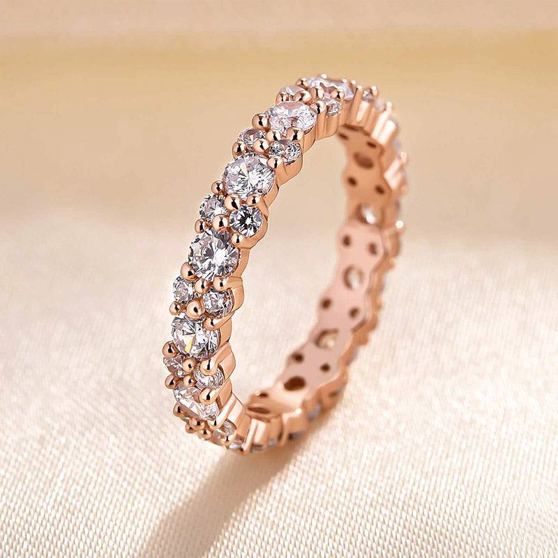 925 Sterling Silver Wedding Band with 2.0 Carat Simulated Diamonds