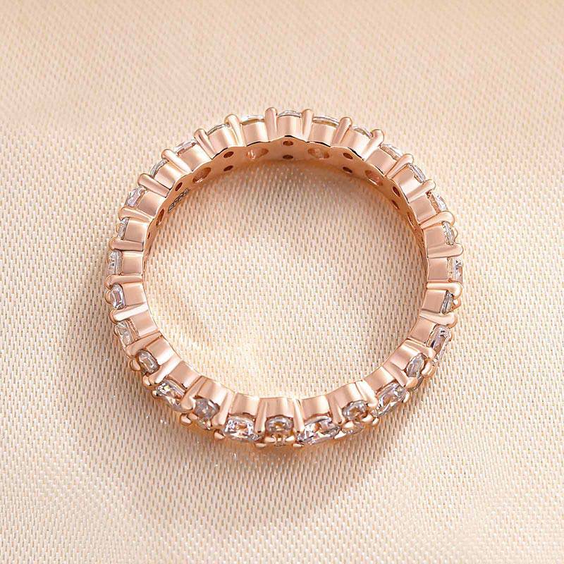 925 Sterling Silver Wedding Band with 2.0 Carat Simulated Diamonds