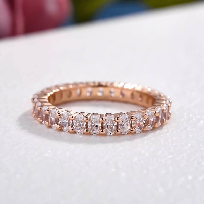 Eternity Oval Cut Simulated Diamond Wedding Band for Women – Sterling Silver
