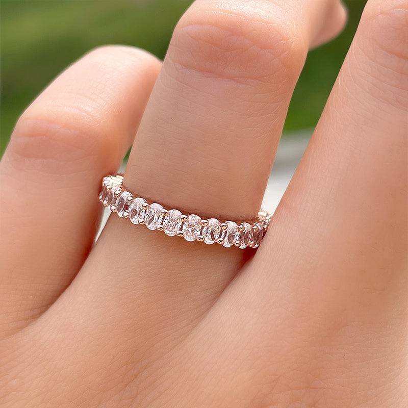 Eternity Oval Cut Simulated Diamond Wedding Band for Women – Sterling Silver