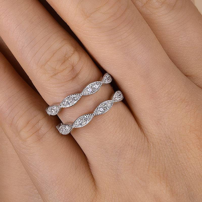 1.0Ct Round Cut Simulated Diamond Band - 18K White Gold Plated