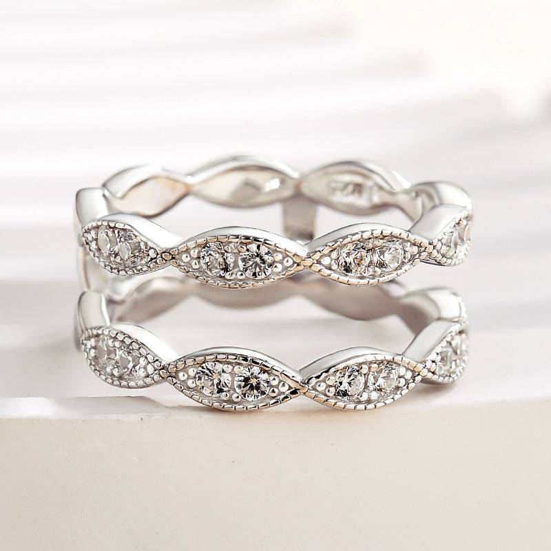 1.0Ct Round Cut Simulated Diamond Band - 18K White Gold Plated