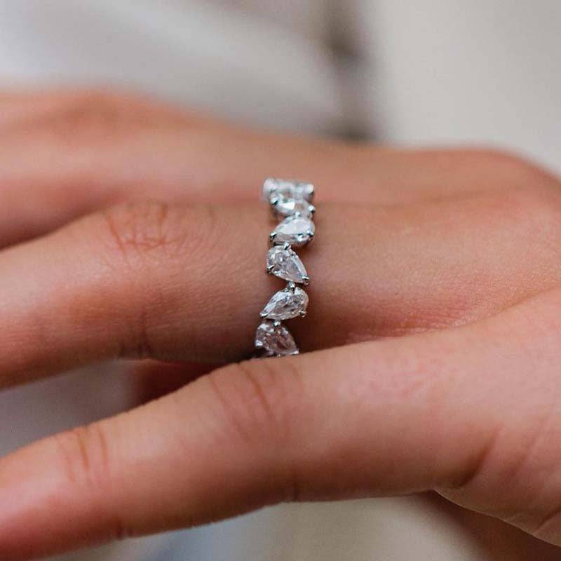 Unique Full Pear Cut Women's Wedding Band
