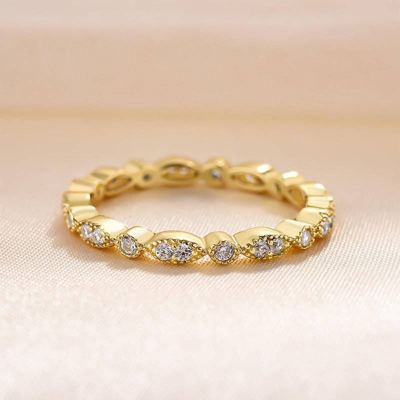 925 Silver Tri-Tone 0.5ct Sona Diamond Wedding Band