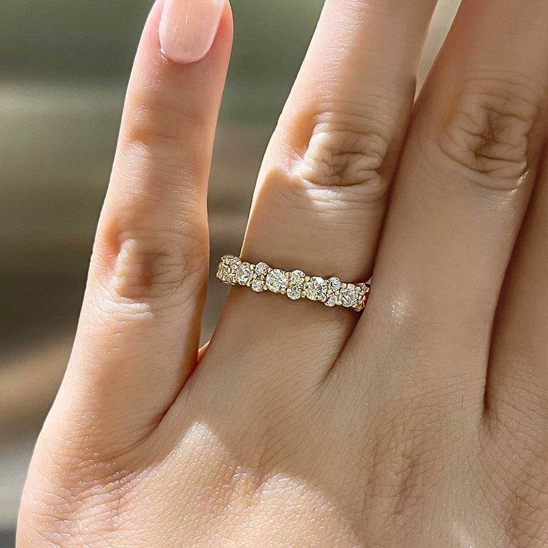 925 Sterling Silver Wedding Band with 2.0 Carat Simulated Diamonds