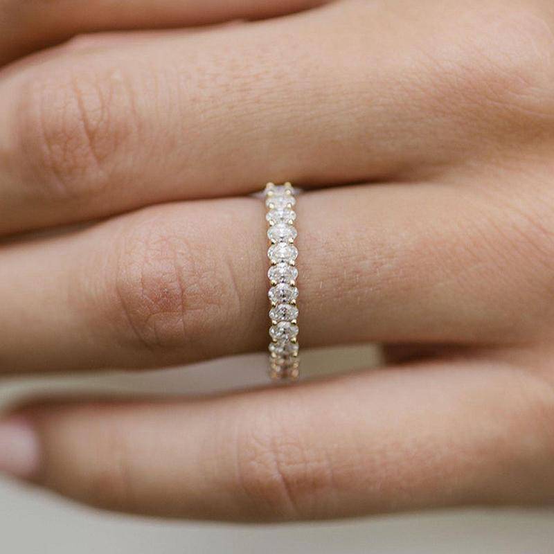 Eternity Oval Cut Simulated Diamond Wedding Band for Women – Sterling Silver