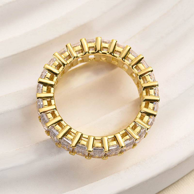 925 Silver Two-Tone 5ct Emerald Cut Anniversary Band