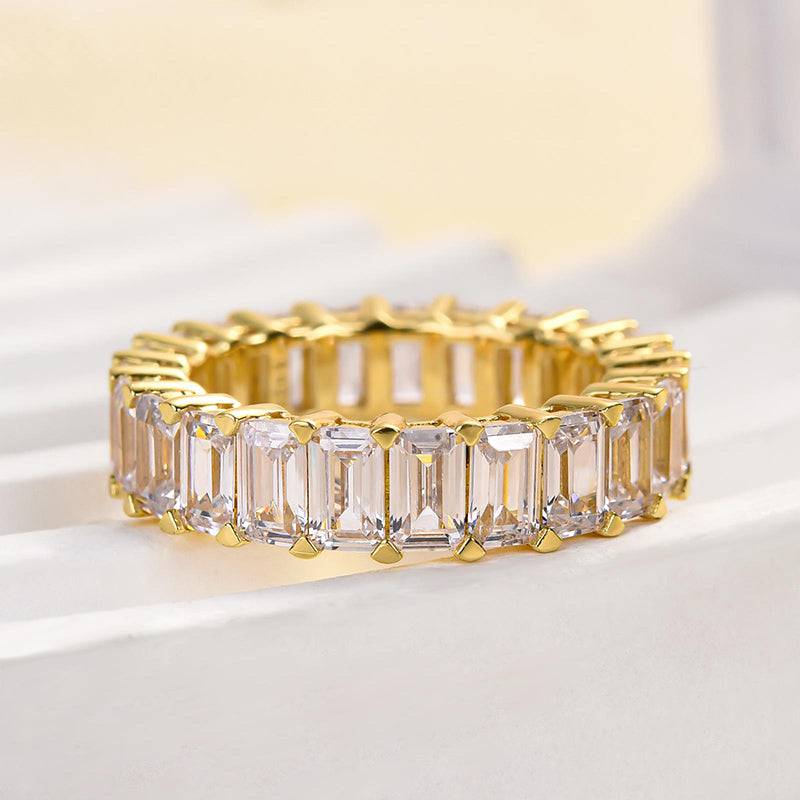 925 Silver Two-Tone 5ct Emerald Cut Anniversary Band