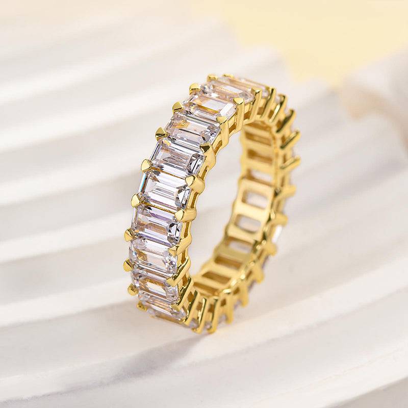 925 Silver Two-Tone 5ct Emerald Cut Anniversary Band