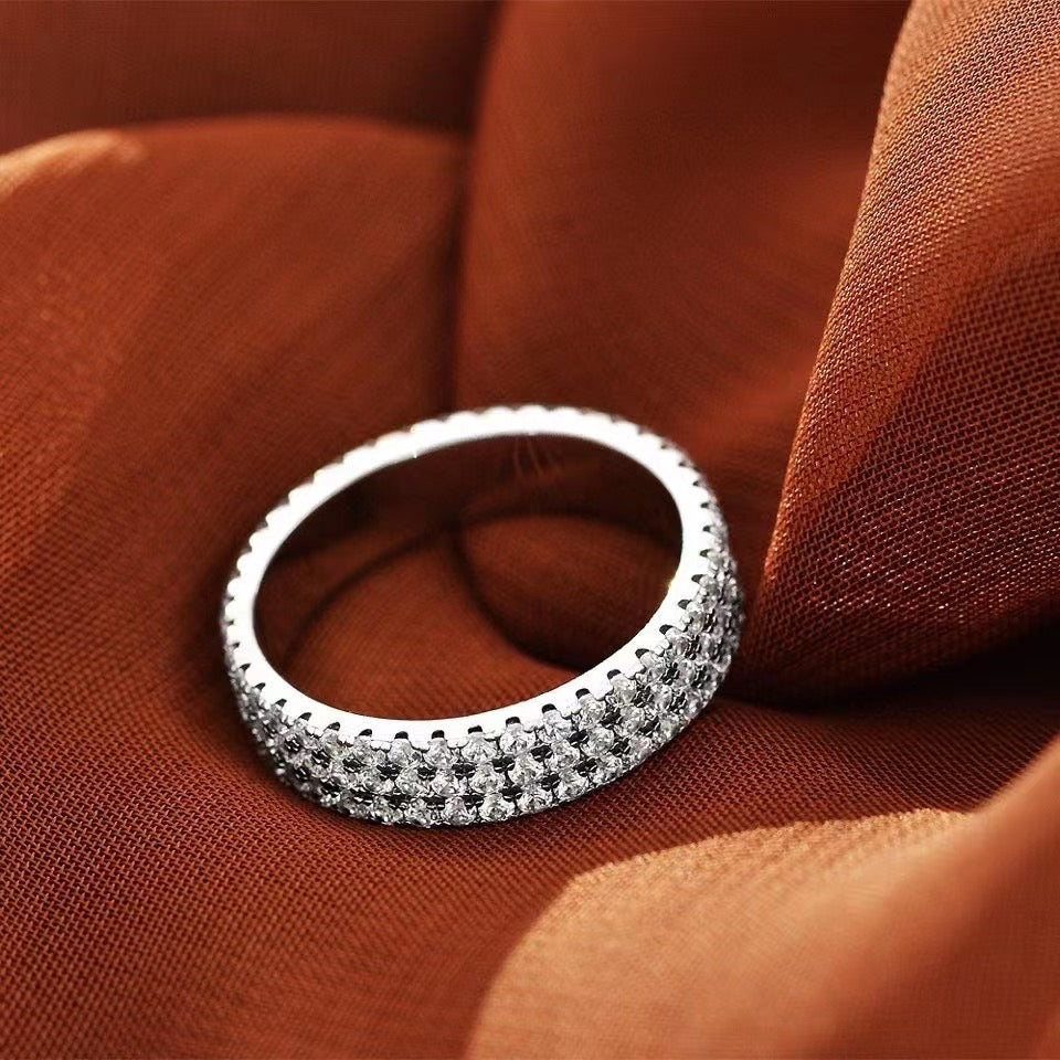 1.5Ct Pave Eternity Band - Sterling Silver White Gold Plated