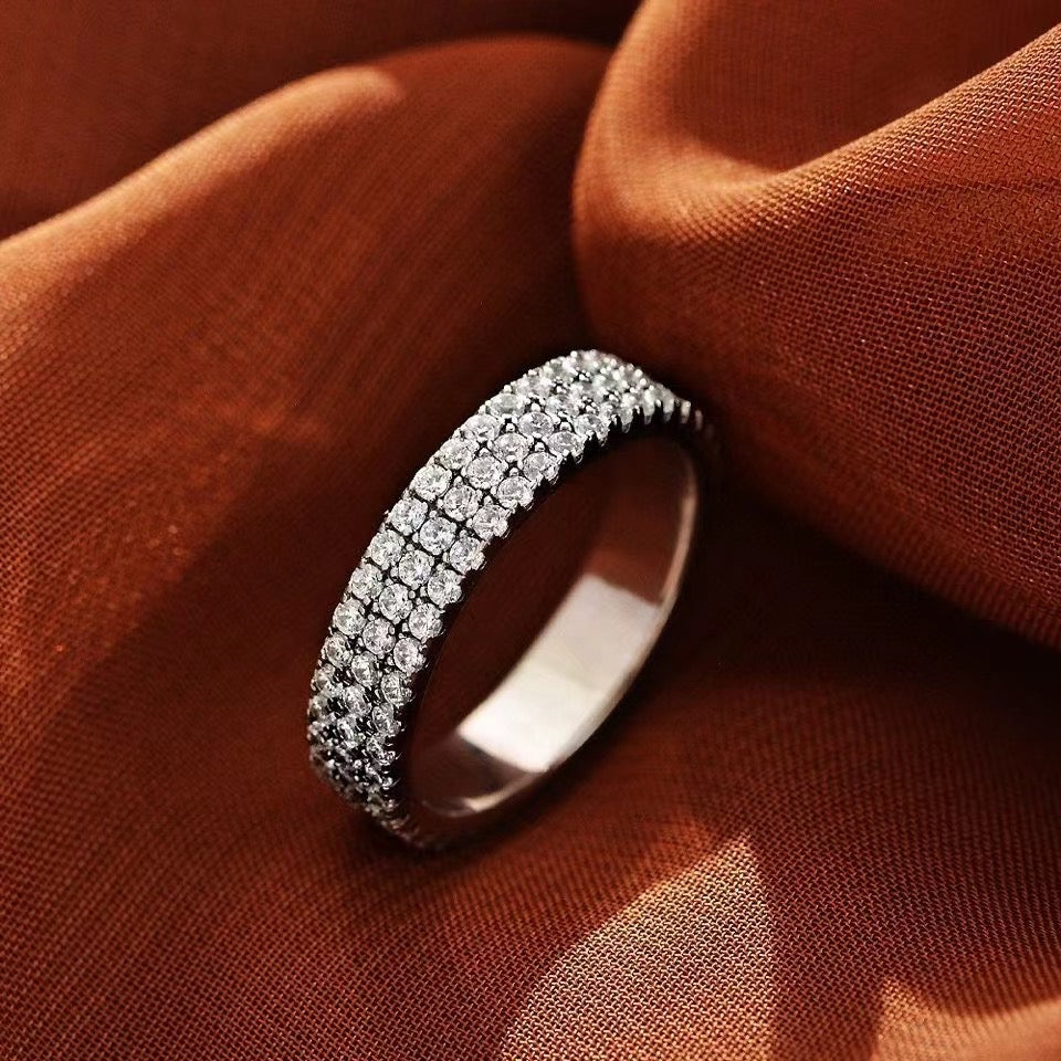 1.5Ct Pave Eternity Band - Sterling Silver White Gold Plated