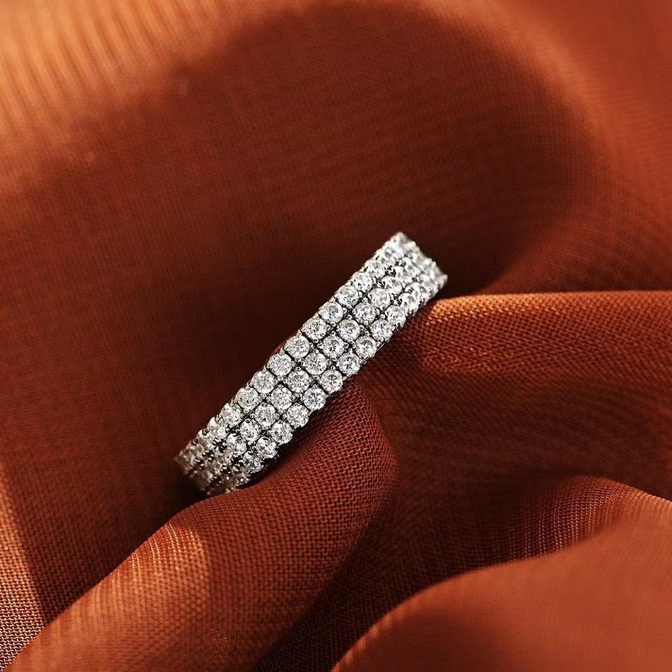 1.5Ct Pave Eternity Band - Sterling Silver White Gold Plated