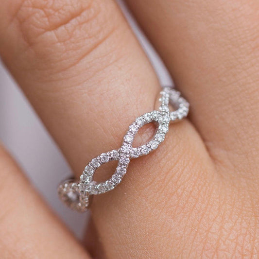0.5Ct Round White Sapphire Band 925 Silver White Gold