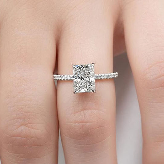 2.0 Carat Radiant Sona Diamond Rose Gold-Plated Sterling Silver Engagement Ring